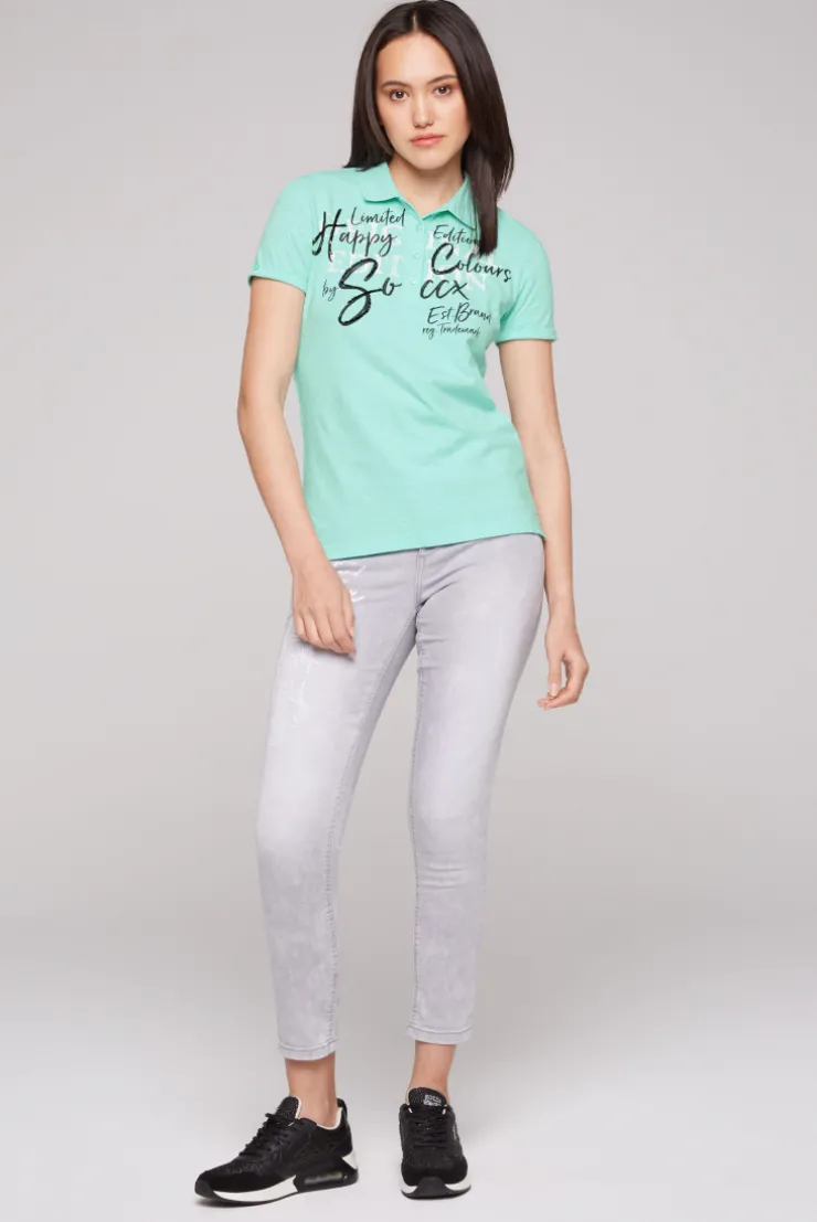 CAMP DAVID & SOCCX Kurzarmpolo mit Print und Pailletten neo aqua neoaqua Shop