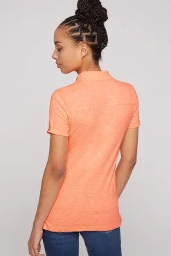 CAMP DAVID & SOCCX Kurzarmpolo mit Print und Pailletten neon orange neonorange Cheap