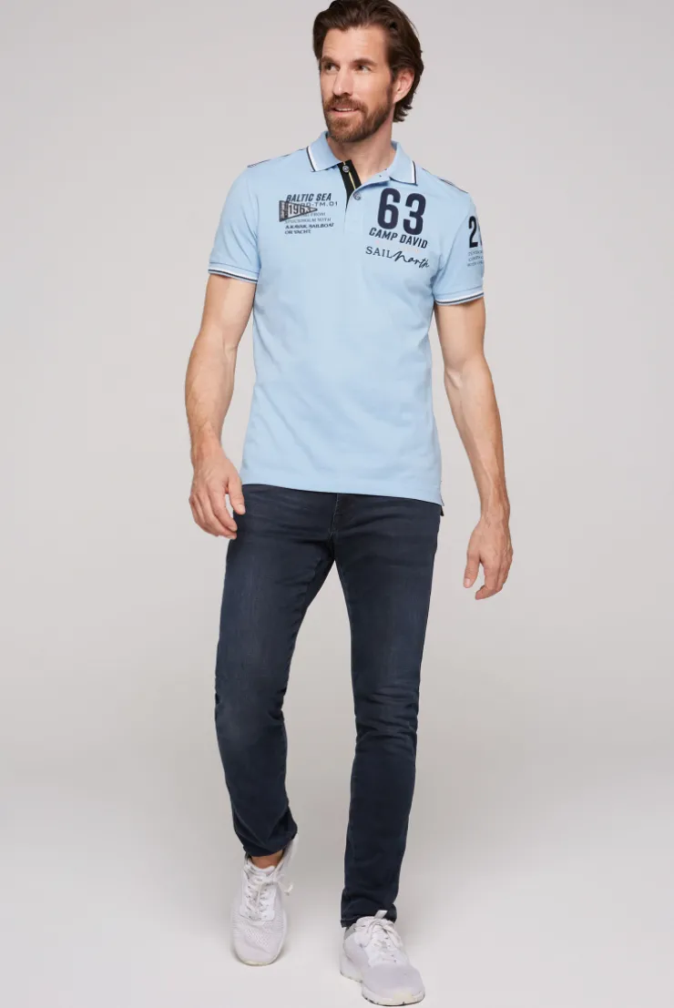 CAMP DAVID & SOCCX Kurzarmpolo Pikee mit Logo Artworks summer blue summerblue Online