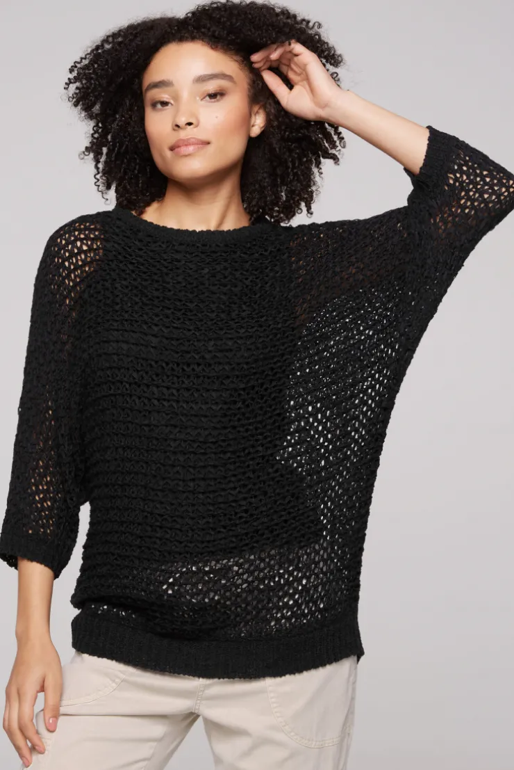 CAMP DAVID & SOCCX Kurzarm-Pullover aus Strukturgarn black Best