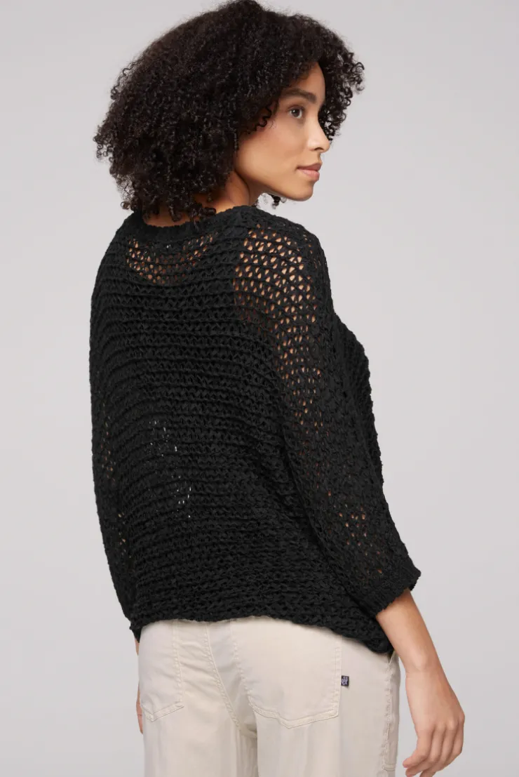 CAMP DAVID & SOCCX Kurzarm-Pullover aus Strukturgarn black Best