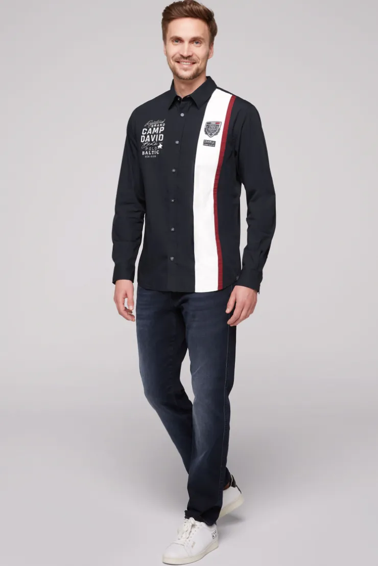 CAMP DAVID & SOCCX Langarmhemd mit Color-Blocking und Artworks blue navy bluenavy Cheap