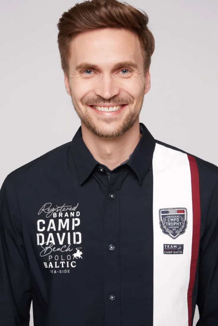 CAMP DAVID & SOCCX Langarmhemd mit Color-Blocking und Artworks blue navy bluenavy Cheap