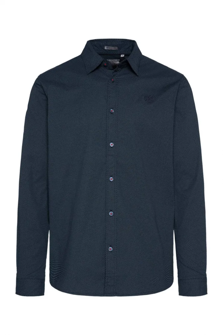 CAMP DAVID & SOCCX Langarmhemd mit filigranen All Over Print blue navy bluenavy Hot