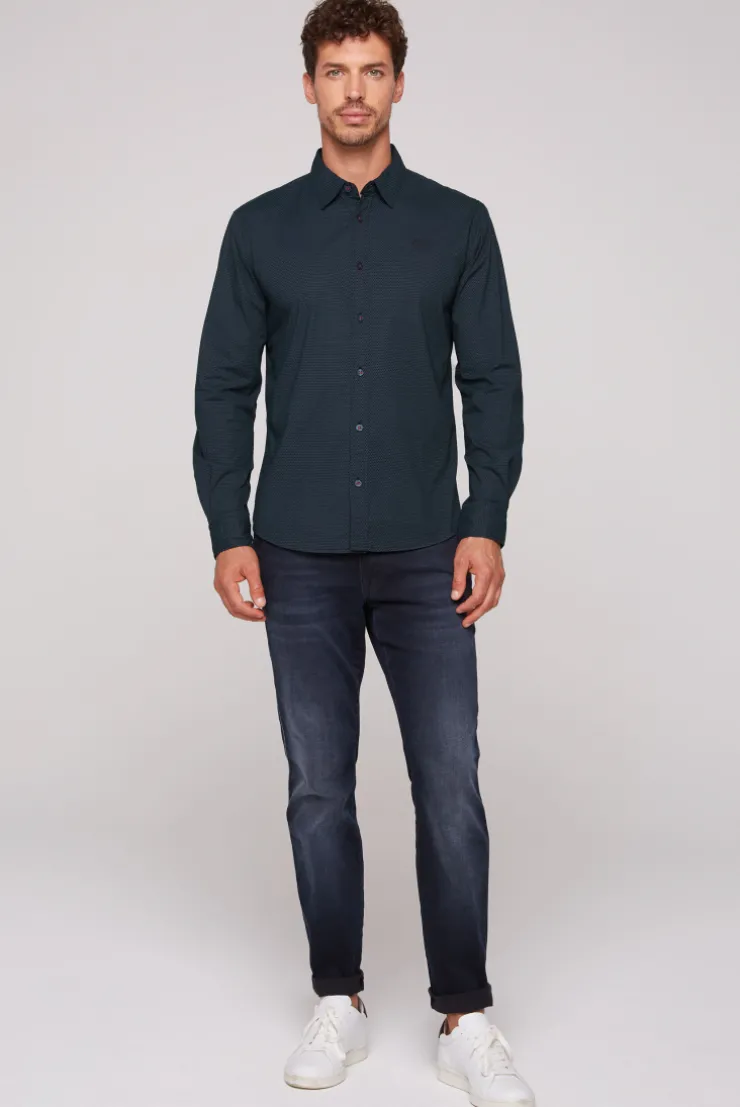 CAMP DAVID & SOCCX Langarmhemd mit filigranen All Over Print blue navy bluenavy Hot