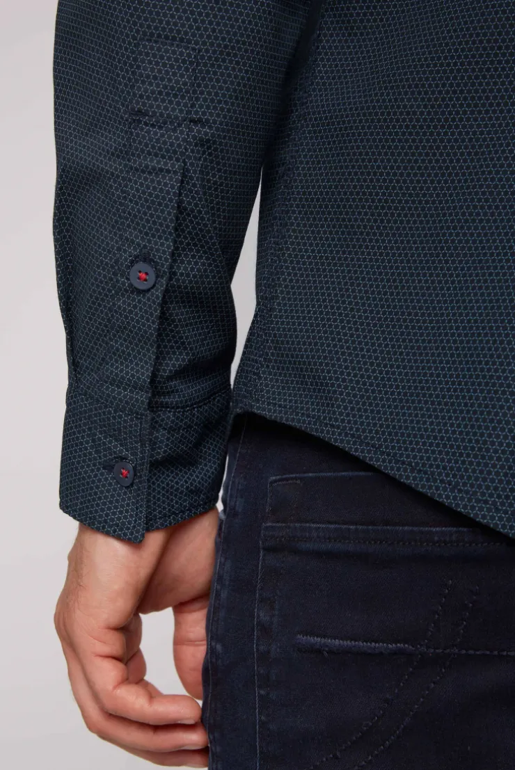 CAMP DAVID & SOCCX Langarmhemd mit filigranen All Over Print blue navy bluenavy Hot