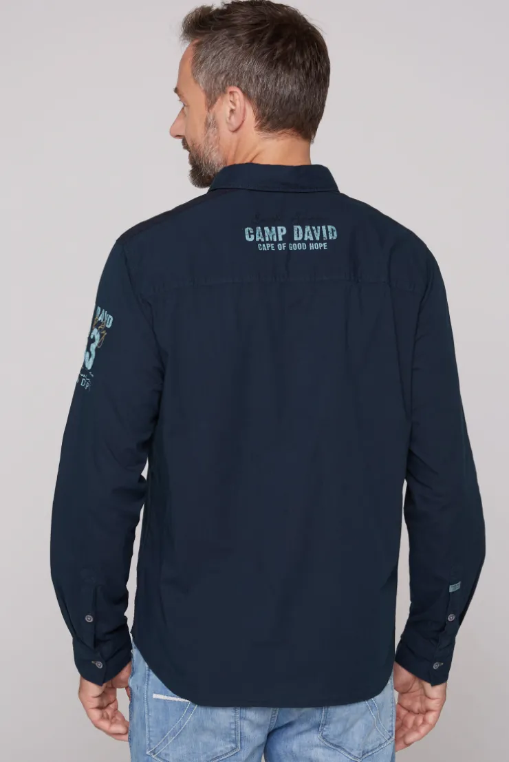 CAMP DAVID & SOCCX Langarmhemd mit Logo-Stickereien blue navy bluenavy Cheap
