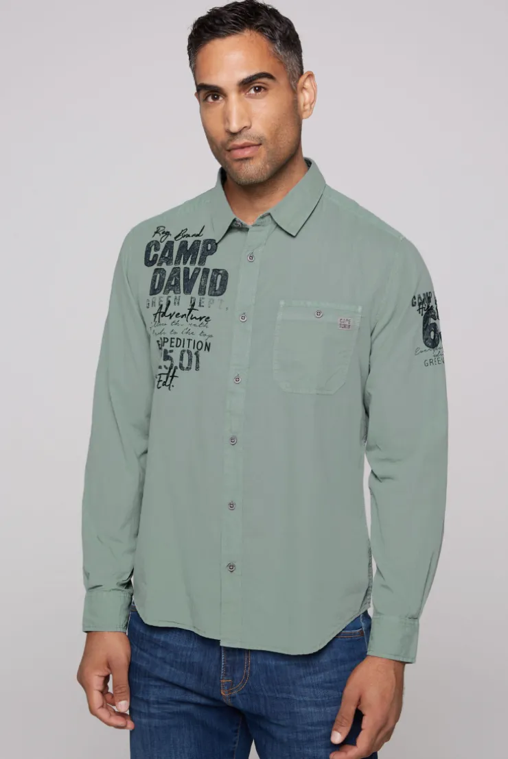 CAMP DAVID & SOCCX Langarmhemd mit Logo-Stickereien teal Shop