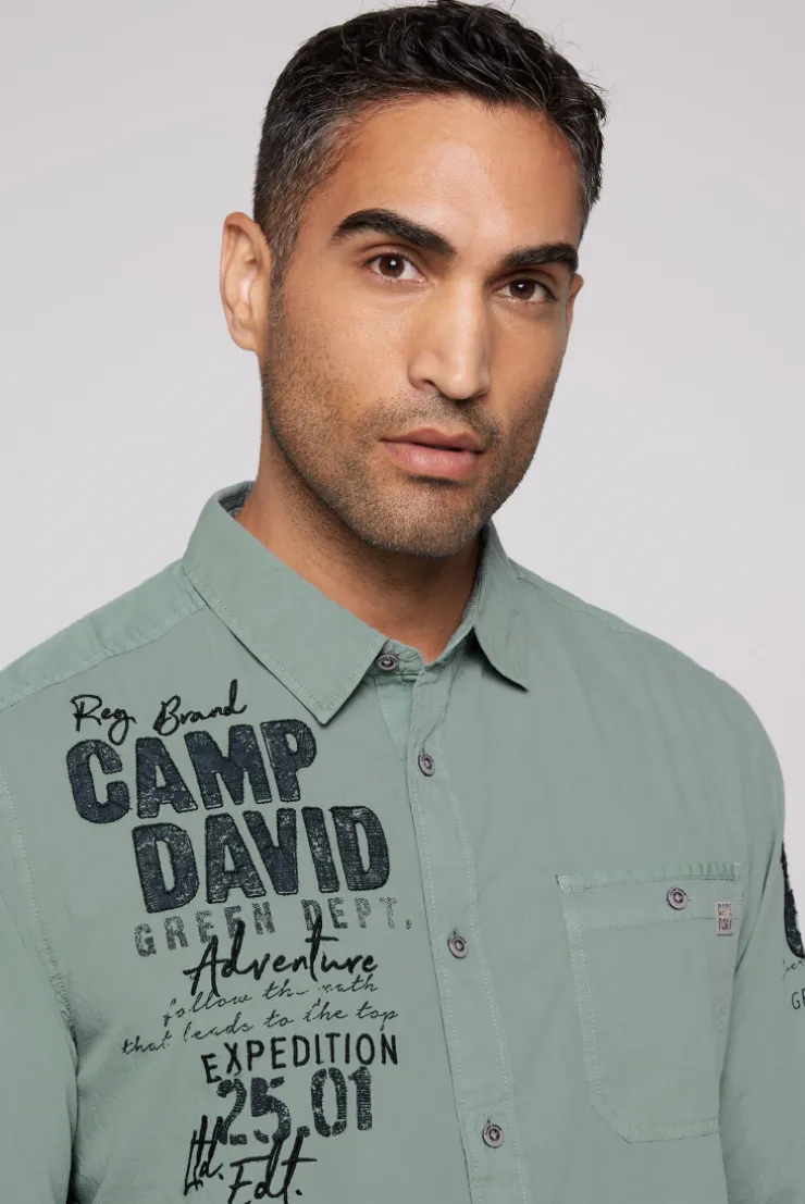 CAMP DAVID & SOCCX Langarmhemd mit Logo-Stickereien teal Shop