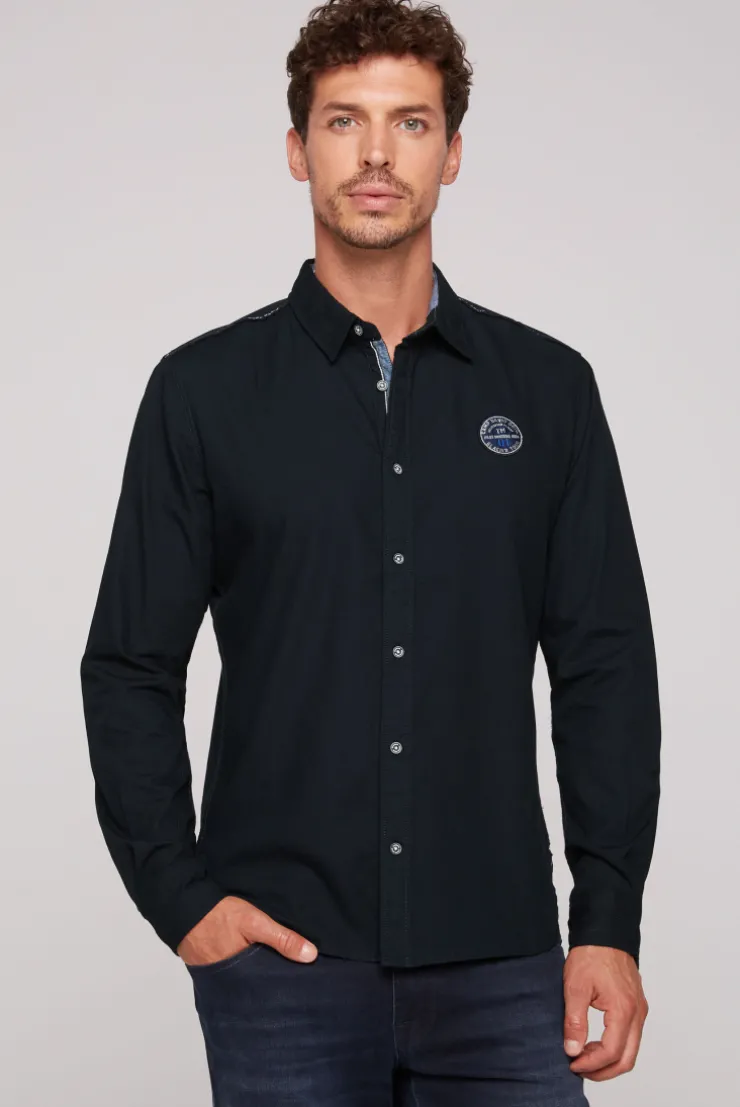 CAMP DAVID & SOCCX Langarmhemd mit Strukturstreifen blue navy bluenavy Fashion