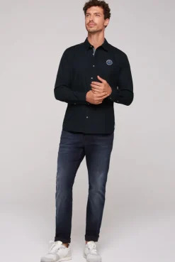CAMP DAVID & SOCCX Langarmhemd mit Strukturstreifen blue navy bluenavy Fashion