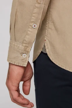 CAMP DAVID & SOCCX Langarmhemd mit Webstruktur tan Clearance
