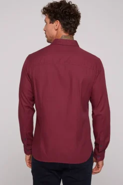 CAMP DAVID & SOCCX Langarmhemd mit Webstruktur burgundy Cheap