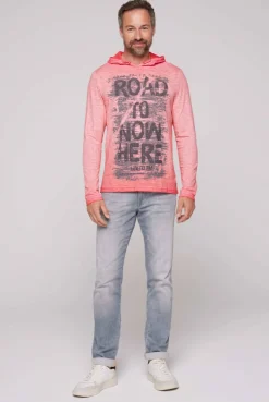 CAMP DAVID & SOCCX Langarmshirt mit Kapuze und Vintage Print sunrise Sale