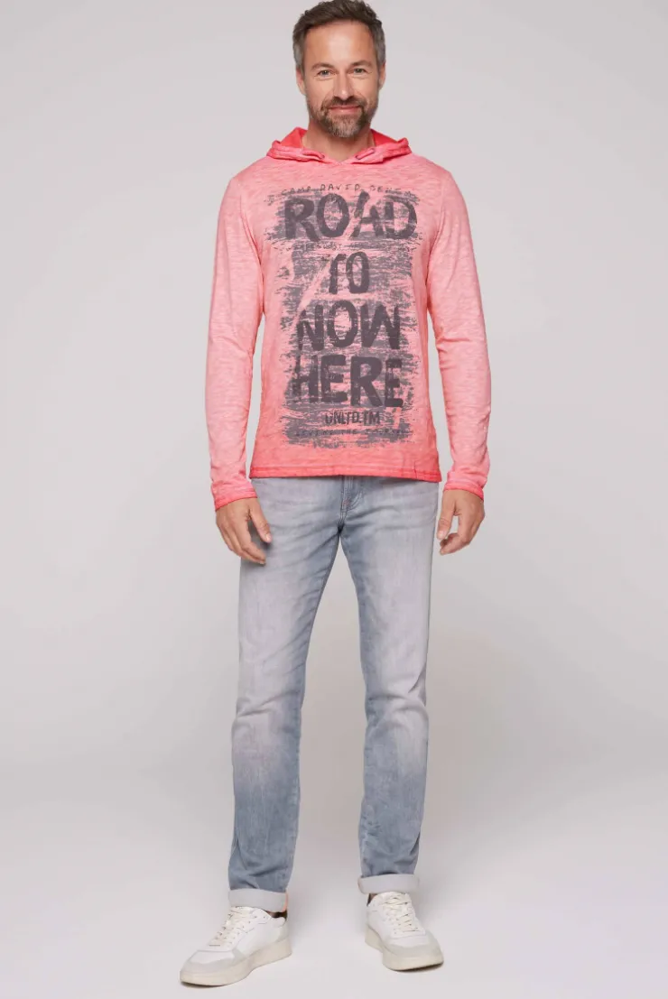 CAMP DAVID & SOCCX Langarmshirt mit Kapuze und Vintage Print sunrise Sale