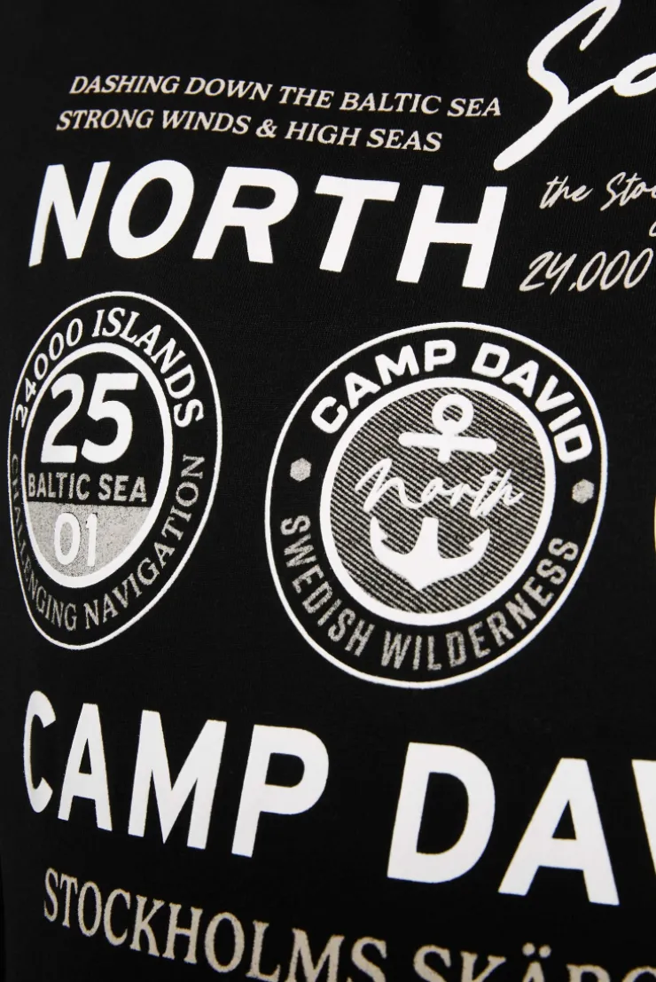 CAMP DAVID & SOCCX Langarmshirt mit Kapuze und Print black Flash Sale