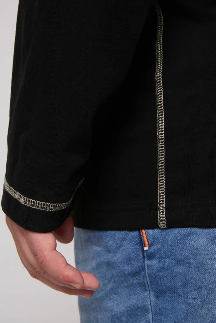 CAMP DAVID & SOCCX Langarmshirt mit Kapuze und Print black Flash Sale