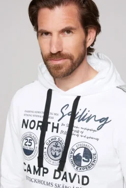 CAMP DAVID & SOCCX Langarmshirt mit Kapuze und Print opticwhite Sale