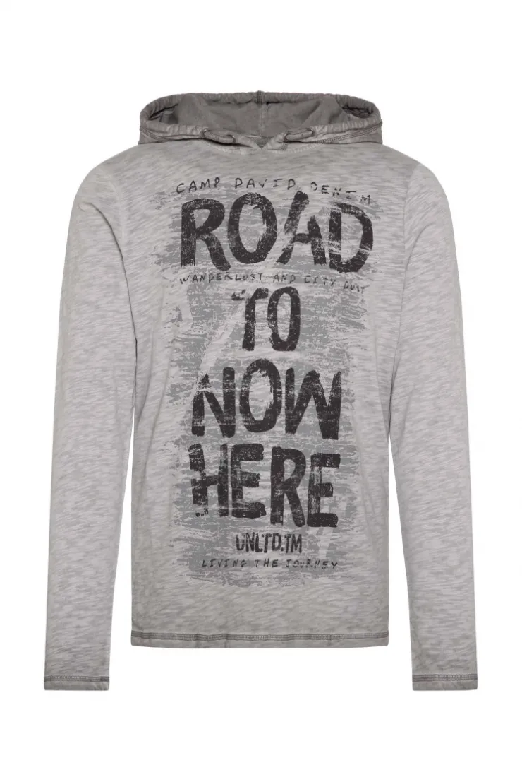 CAMP DAVID & SOCCX Langarmshirt mit Kapuze und Vintage Print | 4XL shadow Store
