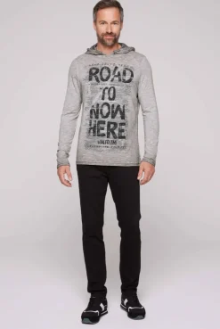CAMP DAVID & SOCCX Langarmshirt mit Kapuze und Vintage Print | 4XL shadow Store