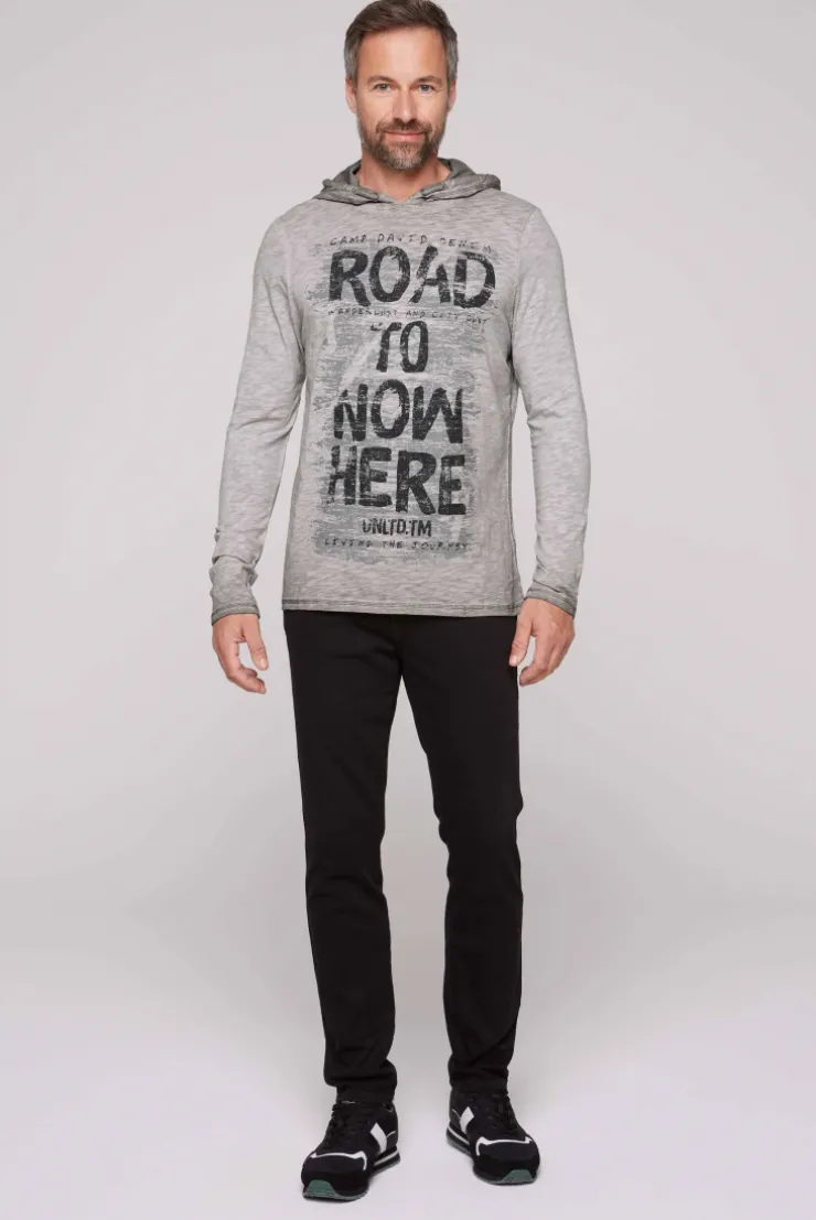 CAMP DAVID & SOCCX Langarmshirt mit Kapuze und Vintage Print | 4XL shadow Store