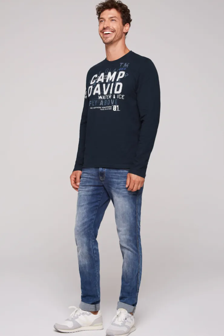 CAMP DAVID & SOCCX Langarmshirt mit Label-Applikationen blue navy bluenavy New