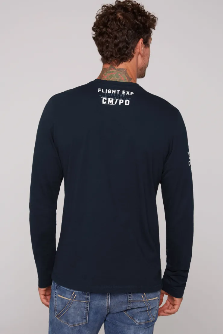 CAMP DAVID & SOCCX Langarmshirt mit Label-Applikationen blue navy bluenavy New