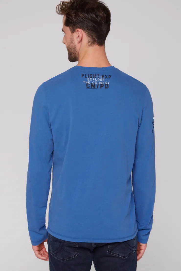 CAMP DAVID & SOCCX Langarmshirt mit Label-Applikationen strong blue strongblue Clearance