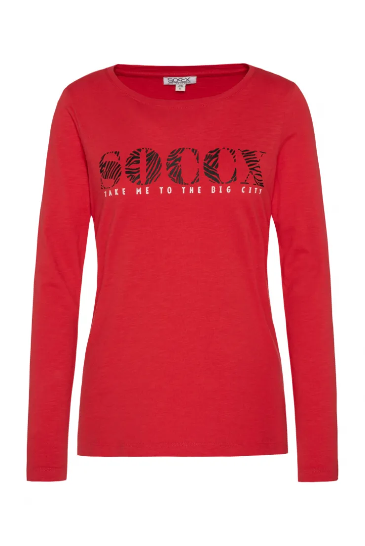 CAMP DAVID & SOCCX Langarmshirt mit Logo Print flame scarlet flamescarlet New