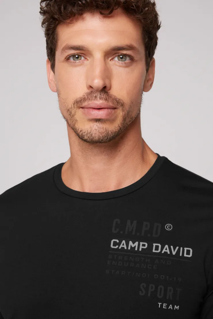 CAMP DAVID & SOCCX Langarmshirt mit reflektierendem Rücken-Print black Cheap
