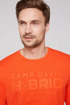 CAMP DAVID & SOCCX Langarmshirt mit Rubber Print signal orange signalorange Discount
