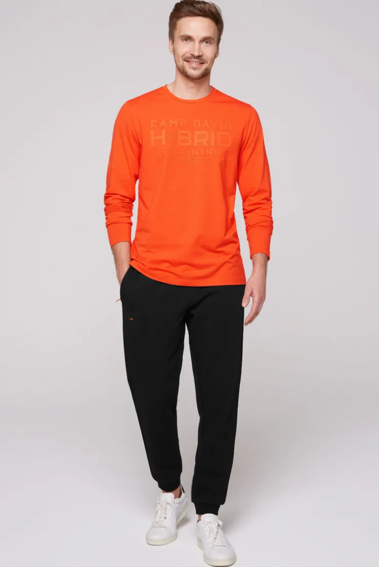 CAMP DAVID & SOCCX Langarmshirt mit Rubber Print signal orange signalorange Cheap