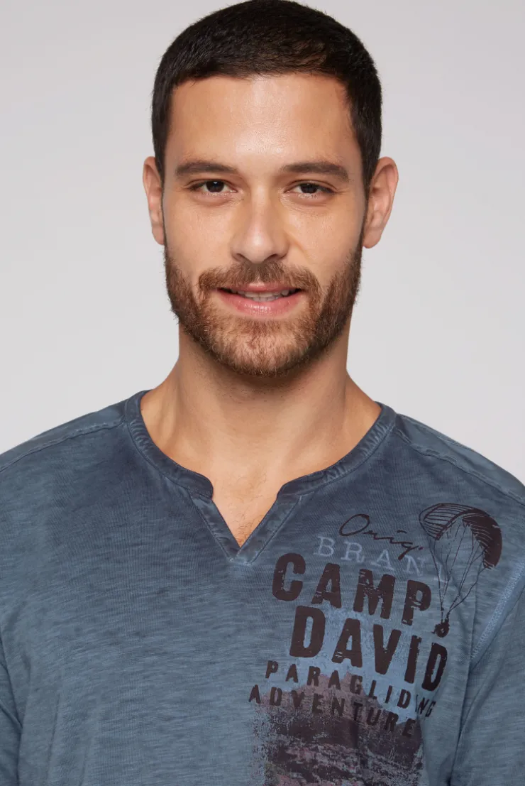 CAMP DAVID & SOCCX Langarmshirt mit Twill-Patches und Artworks blue navy bluenavy Clearance