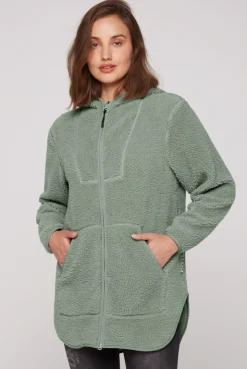 CAMP DAVID & SOCCX Lange Kapuzenjacke aus Teddyplüsch muted aqua mutedaqua Online