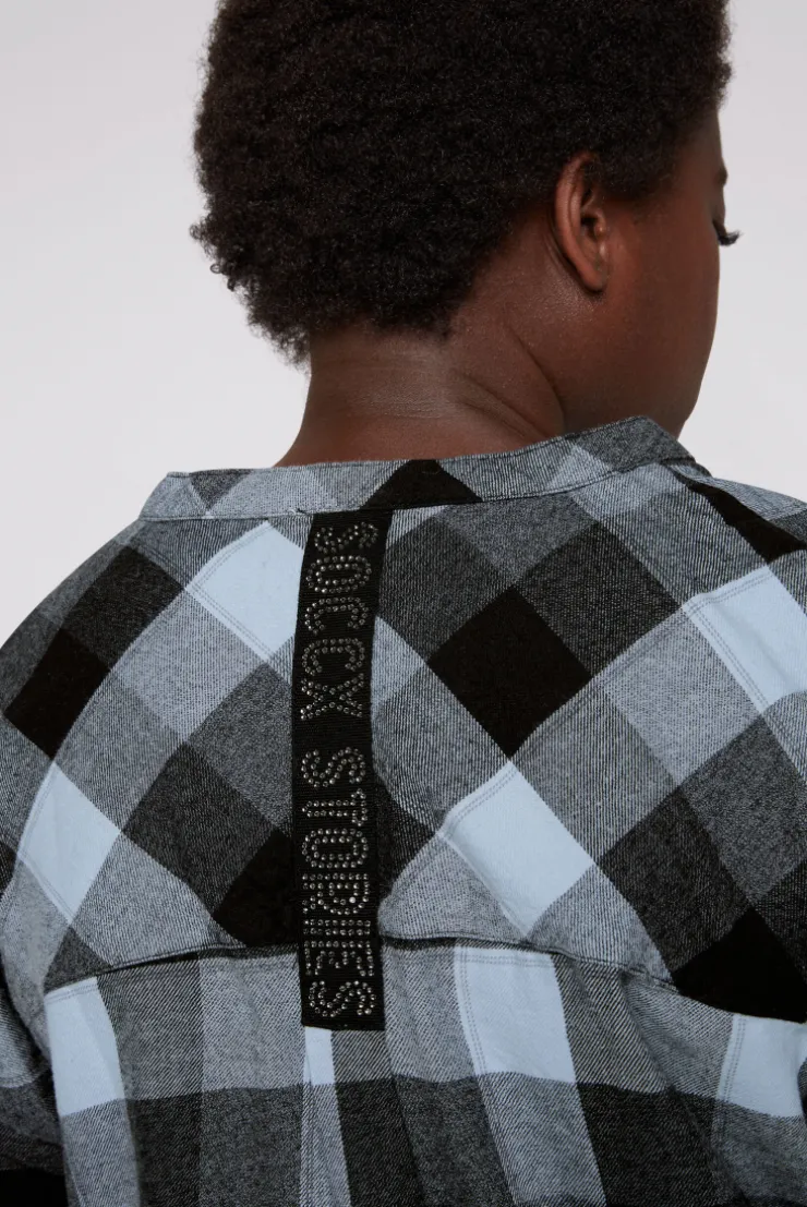 CAMP DAVID & SOCCX Lange Karobluse aus Flanell cozy blue cozyblue Shop