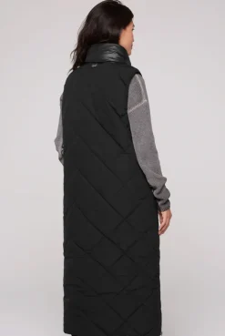 CAMP DAVID & SOCCX Lange Steppweste mit Shiny-Details black Best Sale