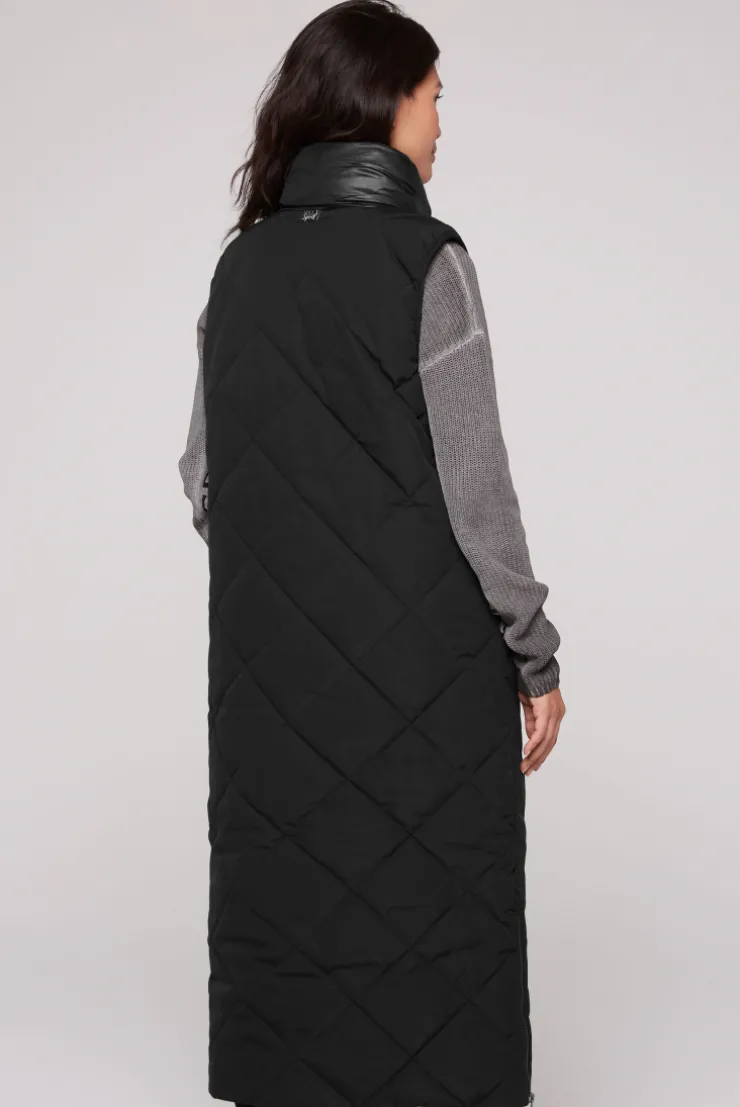 CAMP DAVID & SOCCX Lange Steppweste mit Shiny-Details black Best Sale