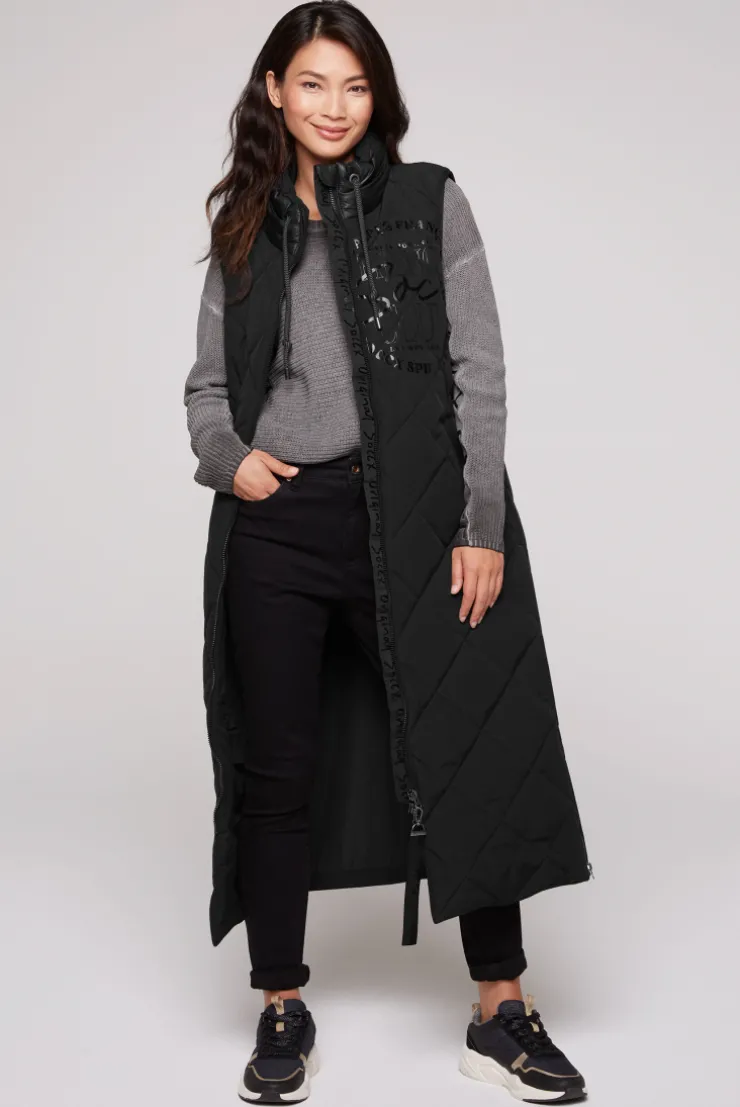 CAMP DAVID & SOCCX Lange Steppweste mit Shiny-Details black Best Sale