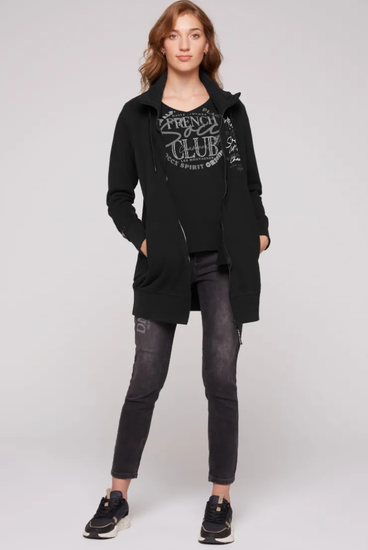 CAMP DAVID & SOCCX Lange Sweatjacke mit hohem Kragen black Shop