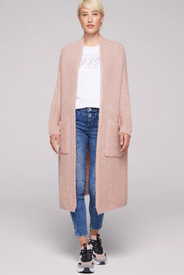 CAMP DAVID & SOCCX Langer Cardigan mit Perlmuster rose blush roseblush Cheap