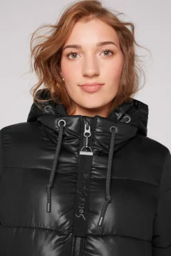 CAMP DAVID & SOCCX Langer Steppmantel im Materialmix black Clearance