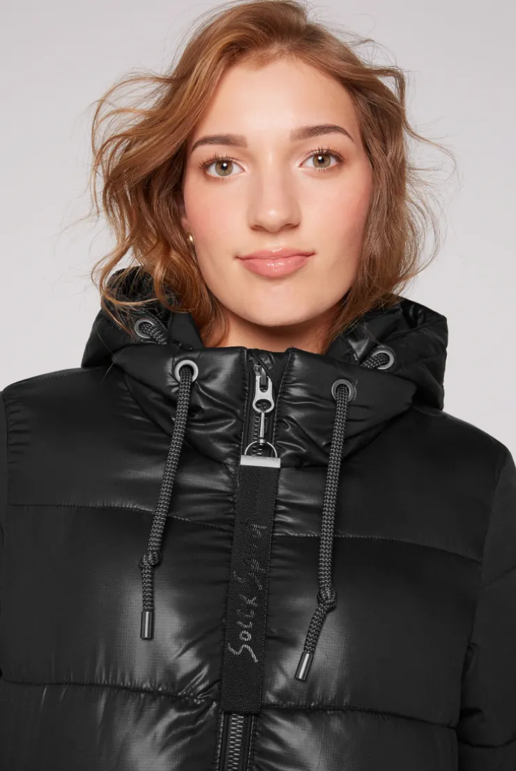 CAMP DAVID & SOCCX Langer Steppmantel im Materialmix black Clearance