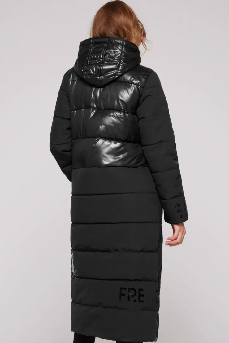 CAMP DAVID & SOCCX Langer Steppmantel im Materialmix black Clearance