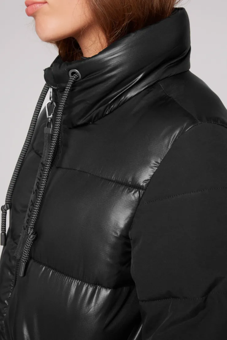 CAMP DAVID & SOCCX Langer Steppmantel im Materialmix black Clearance