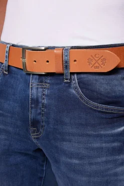 CAMP DAVID & SOCCX Ledergürtel mit matter Dornschließe cognac Flash Sale