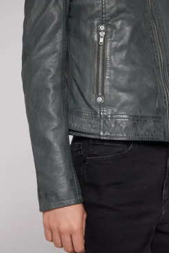 CAMP DAVID & SOCCX Lederjacke im Biker-Stil mit Kapuzeneinsatz dark green darkgreen Shop