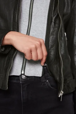 CAMP DAVID & SOCCX Lederjacke im Biker-Stil mit Kapuzeneinsatz black Cheap