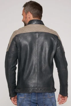 CAMP DAVID & SOCCX Lederjacke im Racing-Stil mit Patches navy Best Sale