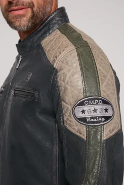 CAMP DAVID & SOCCX Lederjacke im Racing-Stil mit Patches navy Best Sale