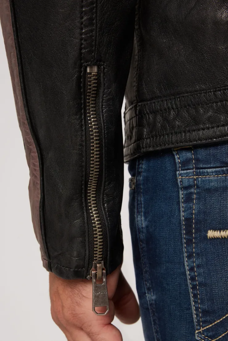 CAMP DAVID & SOCCX Lederjacke mit Racing-Streifen am Ärmel black Best Sale